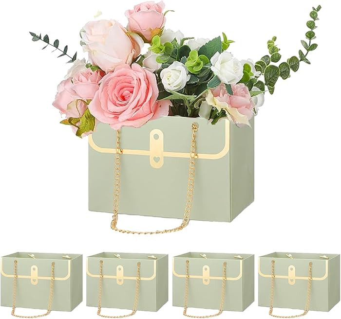 4pcs Paper Flower Bags for Bouquets, Flower Boxes for Arrangements, Paper Flower Gift Bags with H... | Amazon (US)