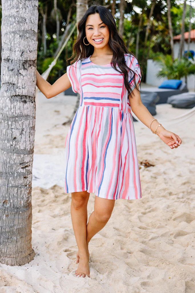 Let's Go Westward Pink Striped Dress | The Mint Julep Boutique