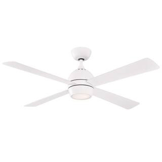 FANIMATION Kwad 52 in. Integrated LED Matte White Ceiling Fan with Opal Frosted Glass Light Kit a... | The Home Depot