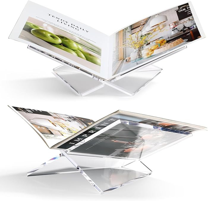 Acrylic Book Stand Large Clear Acrylic Book Holder, 12.5" x 9.5" x 5.7", Open Book Holder Stand f... | Amazon (US)