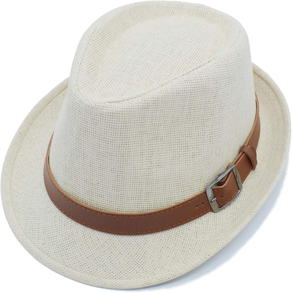 JEEDA Vintage Fedora Trilby Jazz Gentleman's Flat Hat Panama Hat Straw for Men Women Summer Beach... | Amazon (CA)