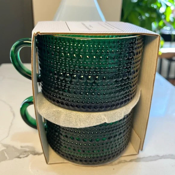Cupcakes and Cashmere Green Glass Mug Set 2 Piece NEW | Poshmark
