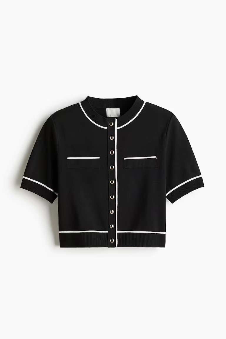 H & M - Densely Knit Cardigan - Black | H&M (US, CA, MX)