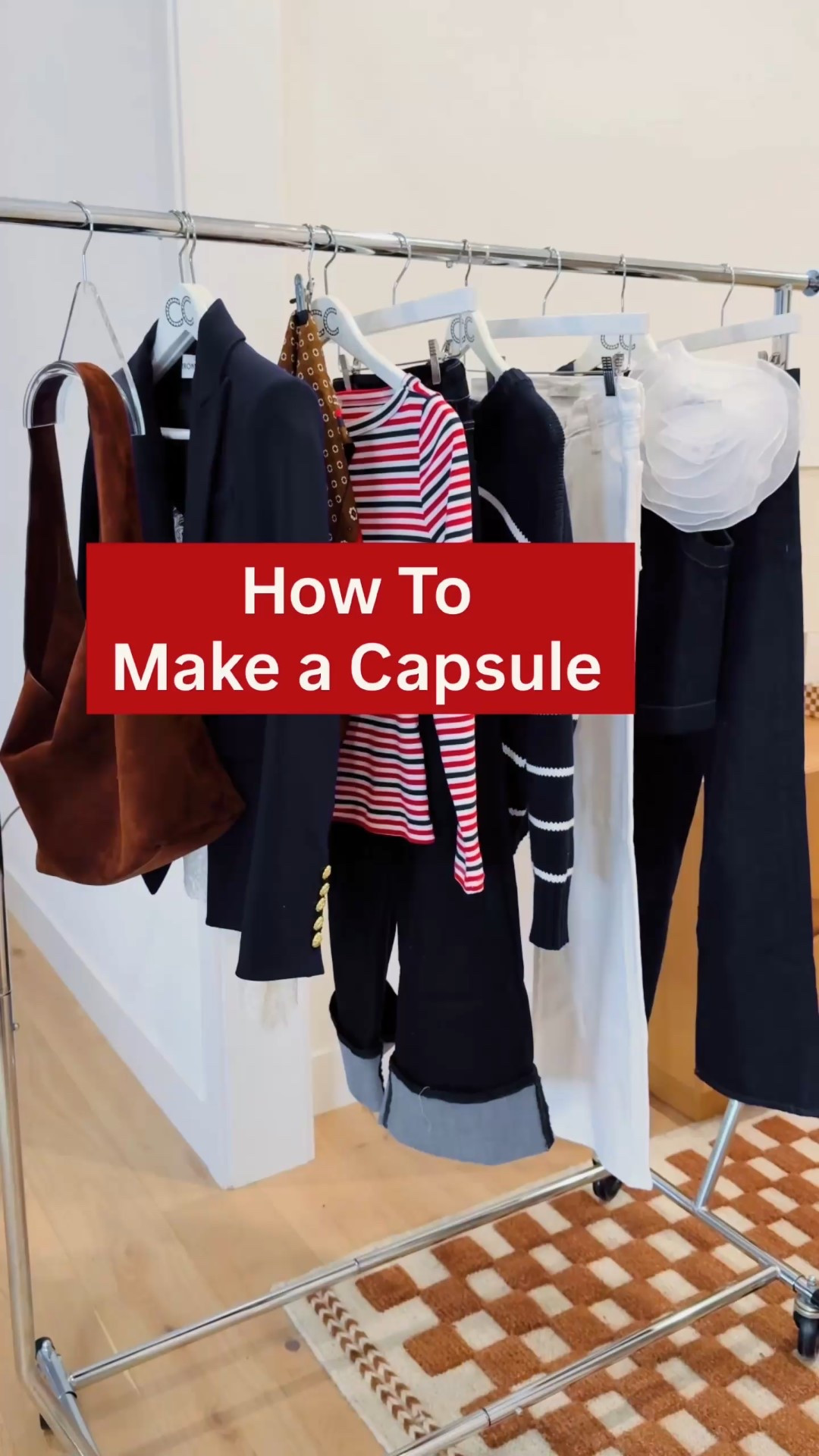 My 5-step foolproof creative capsule wardrobe formula —
1. Choose a color story 
2. Decide what kid of outfits you want to wear 
3. Make A master list of pieces that are part of those kind of outfits
4. Think how you can style your picks multiple ways, like scarf as a belt or a top
5. Narrow you list down to 7-10 pieces that all mix match and layer. 