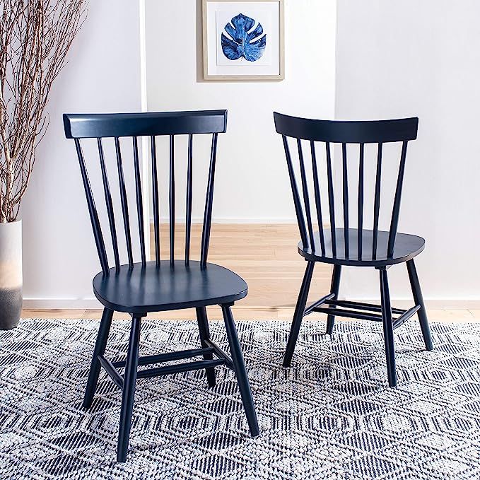 Safavieh Home Parker Navy Blue Spindle Dining Chair, Set of 2 | Amazon (US)