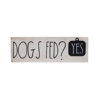 PARISLOFT Dogs Fed Yes/No Rusic Wood Tabletop Sign UH446 - The Home Depot | The Home Depot