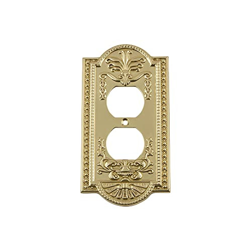 Nostalgic Warehouse 720076 Meadows Switch Plate with Outlet, Unlacquered Brass, 1 Count (Pack of 1) | Amazon (US)
