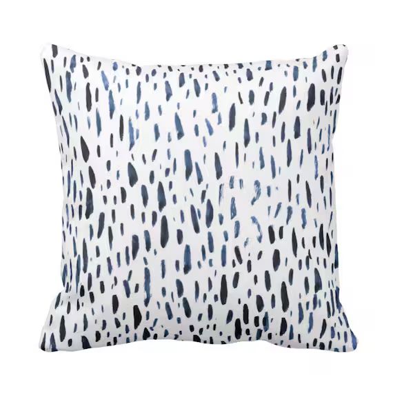 Hand-painted Dashes Throw Pillow or Cover Navy/white 14 16 | Etsy | Etsy (US)