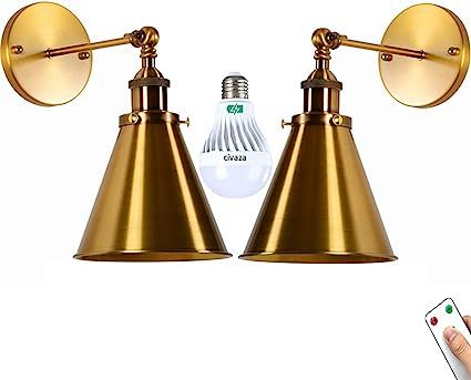 civaza Wall Sconces Set of Two Provide Battery Operated 500 Lumens 3000k LED Remote Control Recha... | Amazon (US)