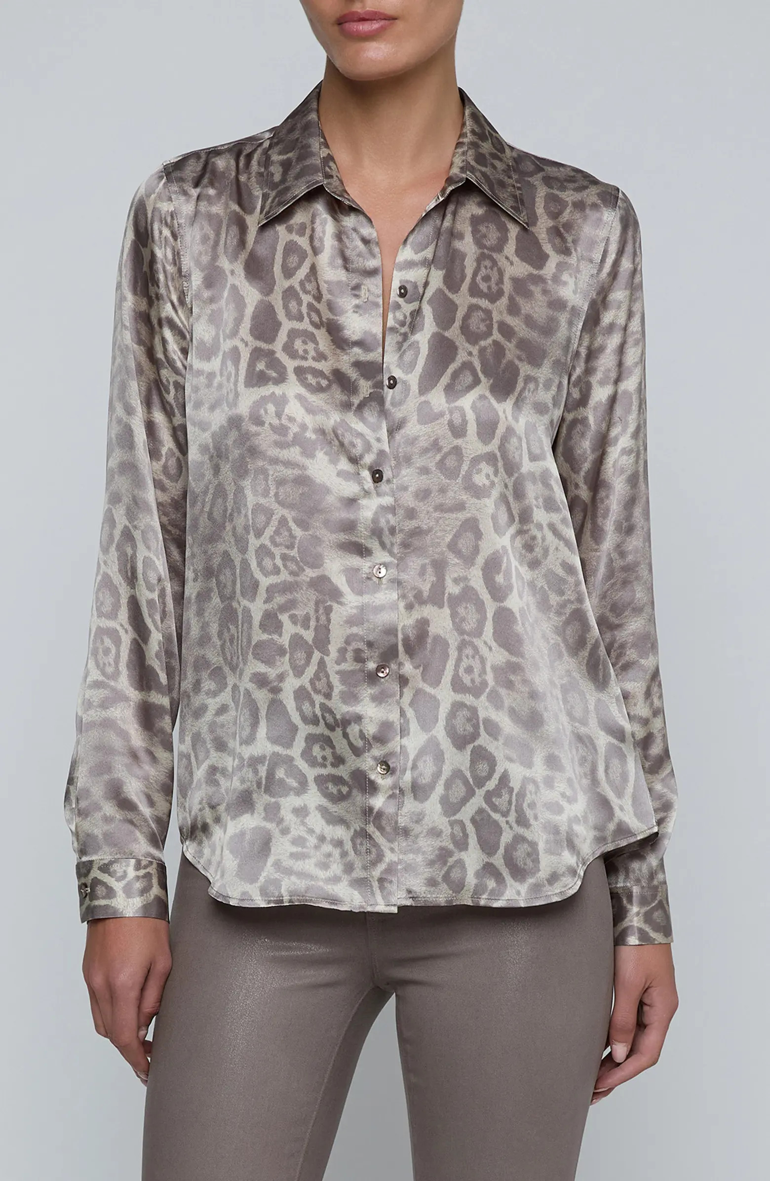 Tyler Leopard Print Silk Button-Up Shirt | Nordstrom