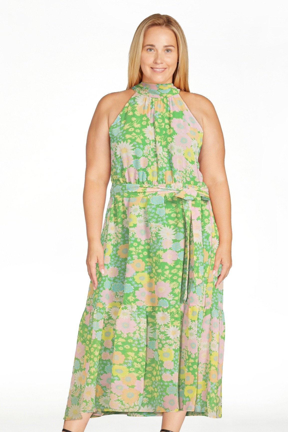 Scoop Women's Halter Top Midi Dress - Walmart.com | Walmart (US)