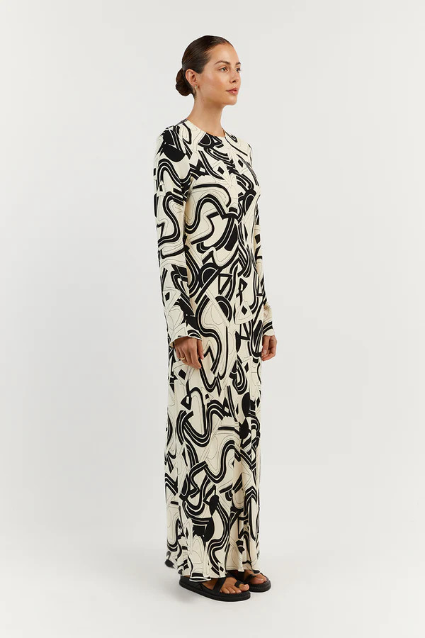 LAYTON CREAM VISCOSE SLEEVED DRESS | DISSH