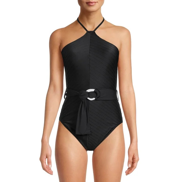 Time and Tru Women's Chevron Halter One Piece Swimsuit | Walmart (US)