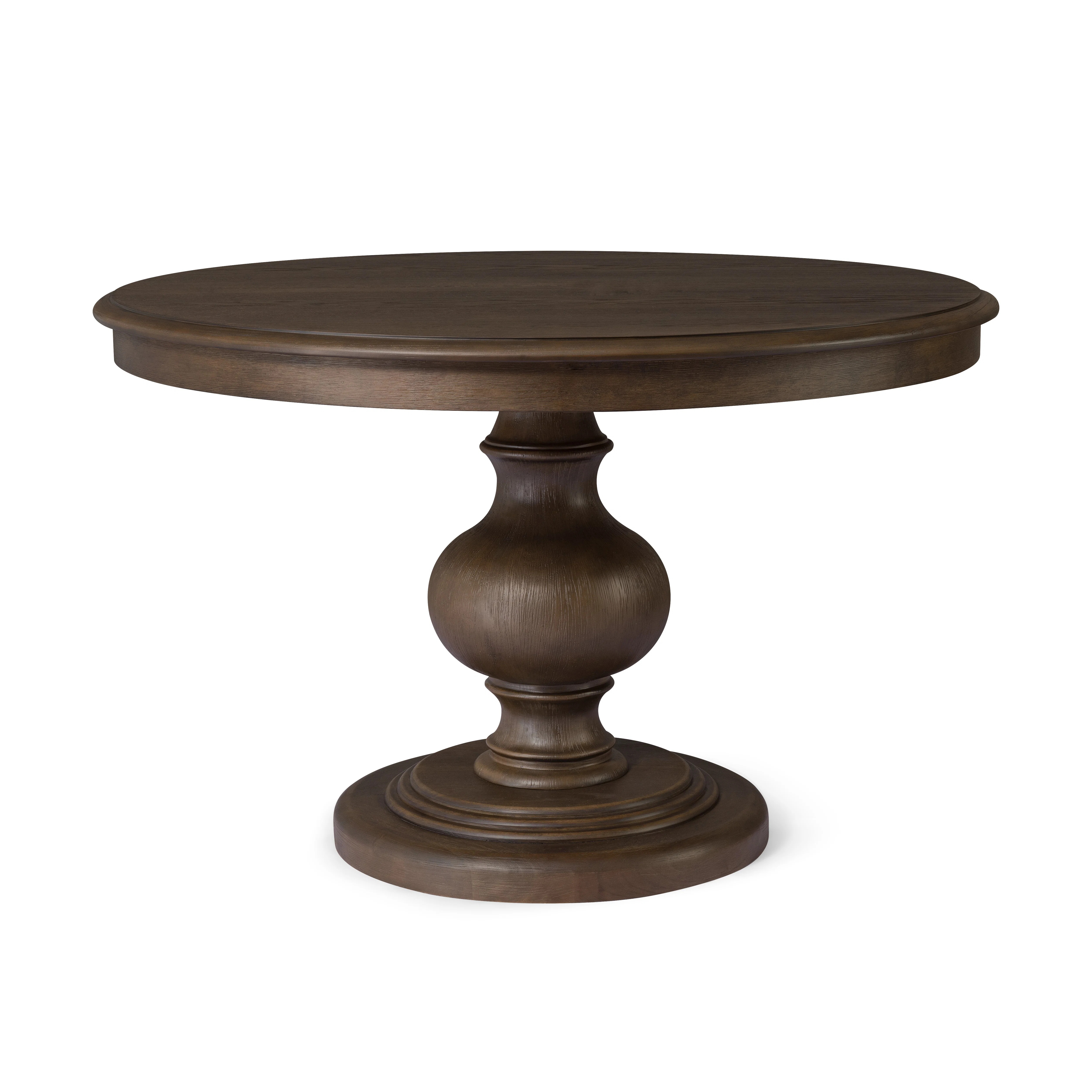 Zola Classical Round Wooden Dining Table In Antiqued Brown Finish 47.25"D | Wayfair North America