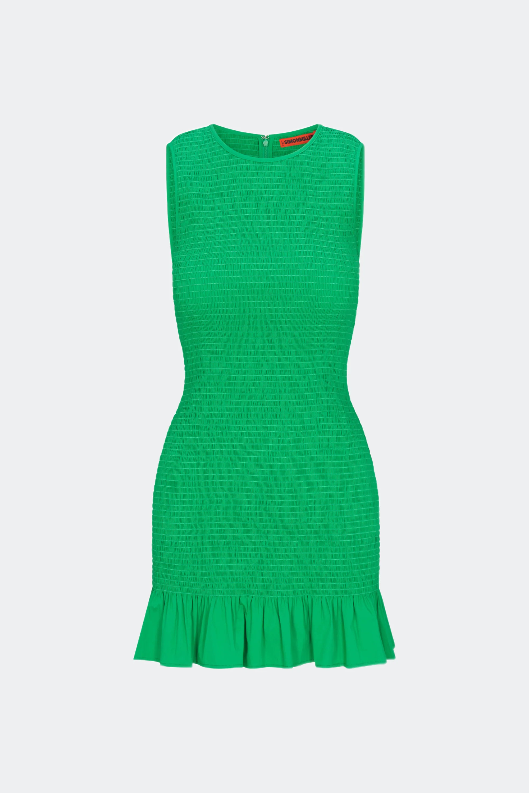 Belle
           Smocked Mini Dress in Gummy Green | Simon Miller
