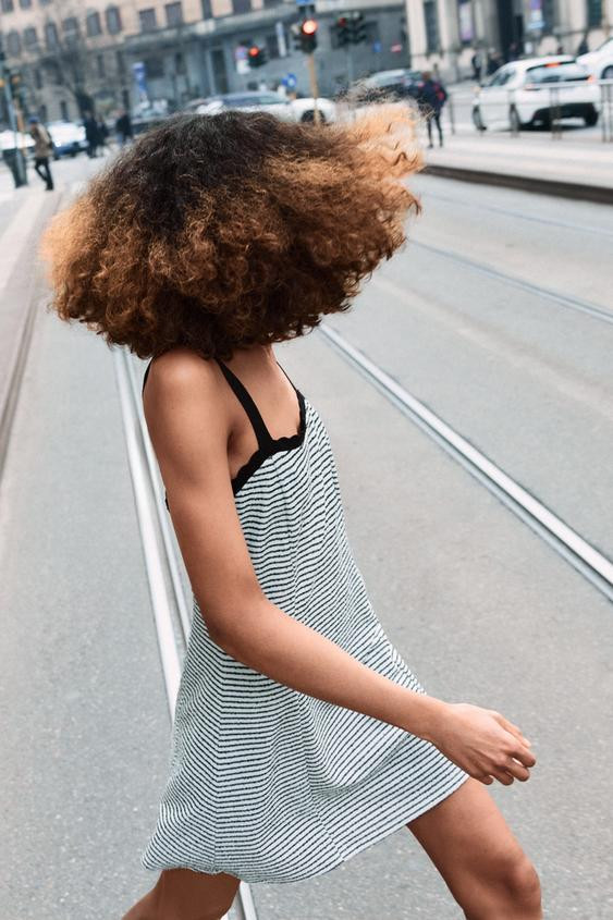 STRIPED BOUCLÉ DRESS | Zara UK