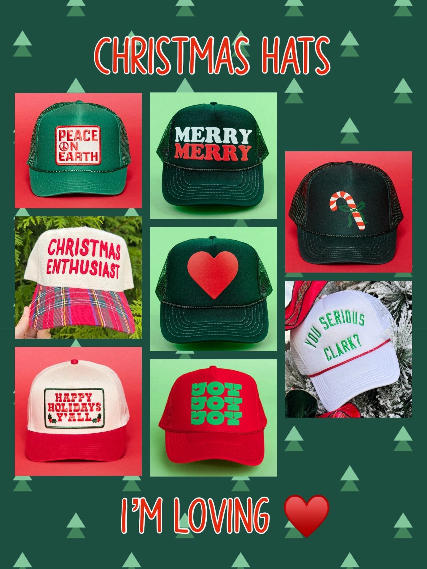 Love these Christmas trucker hats! These are so CUTE!! 👏🏼♥️🎄