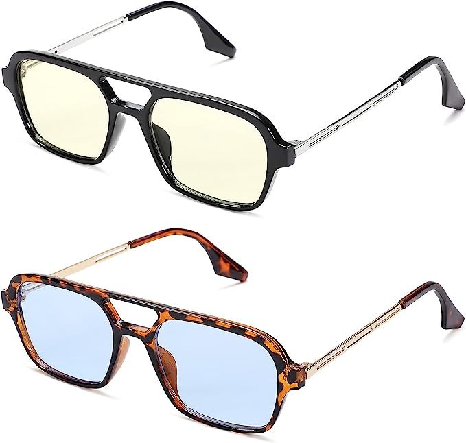 Vintage Retro 70s Aviator Sunglasses for Women Men Classic Square Shades UV Protection | Amazon (US)