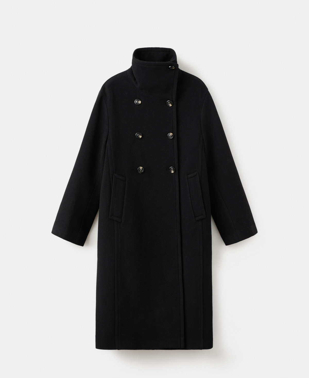 Mango Women's Wool-Blend Funnel-Neck Coat - Black | Macy's