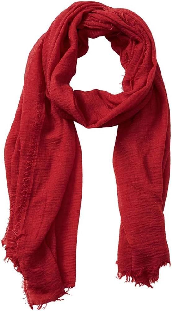 XRDSS Summer Cotton Blend Crinkle Vintage Soft Scarf with Fringed Edges 35" × 70" (Red) at Amazo... | Amazon (US)