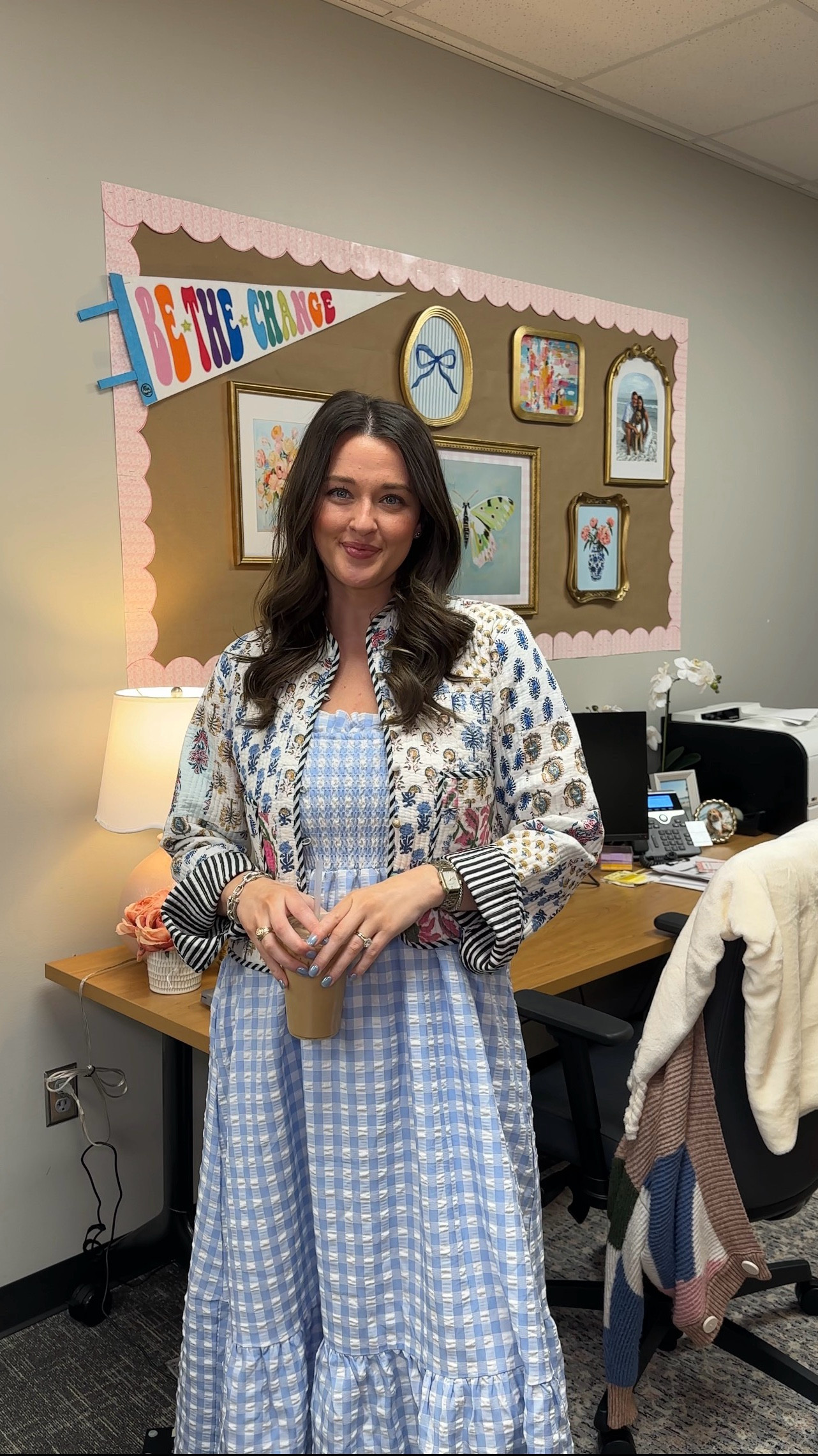 teacher outfit of the day! 
amazon dress- M! & I got this jacket at a market in london- but linking similar!!! I sized up to a large in this!💕 