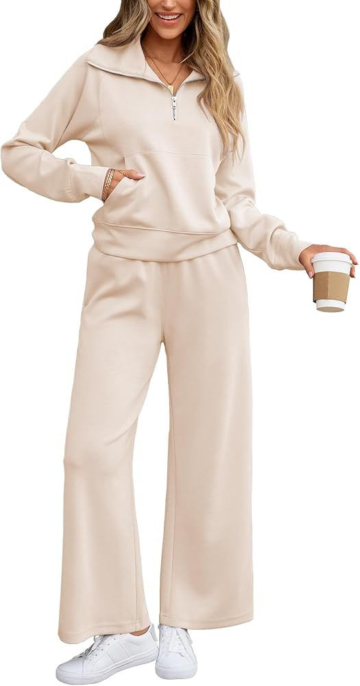 Women's 2 Piece Sweatsuit Outfits 2025 Fall Casual Tracksuit Sweat Lounge Sets | Amazon (US)