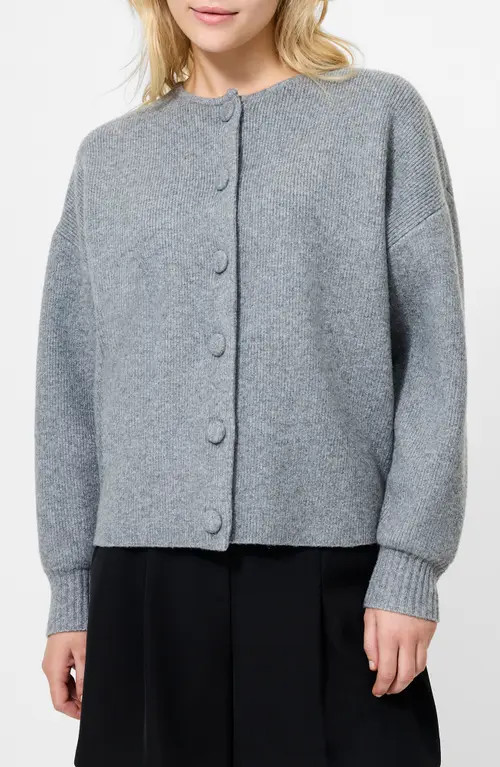 French Connection Riddley Drop Shoulder Cardigan in Grey Melange at Nordstrom, Size Small | Nordstrom