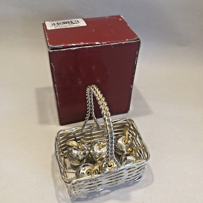 Set of 6x Apple Place Card Holders in Woven Basket, Silver Plated, Boxed  | eBay | eBay UK