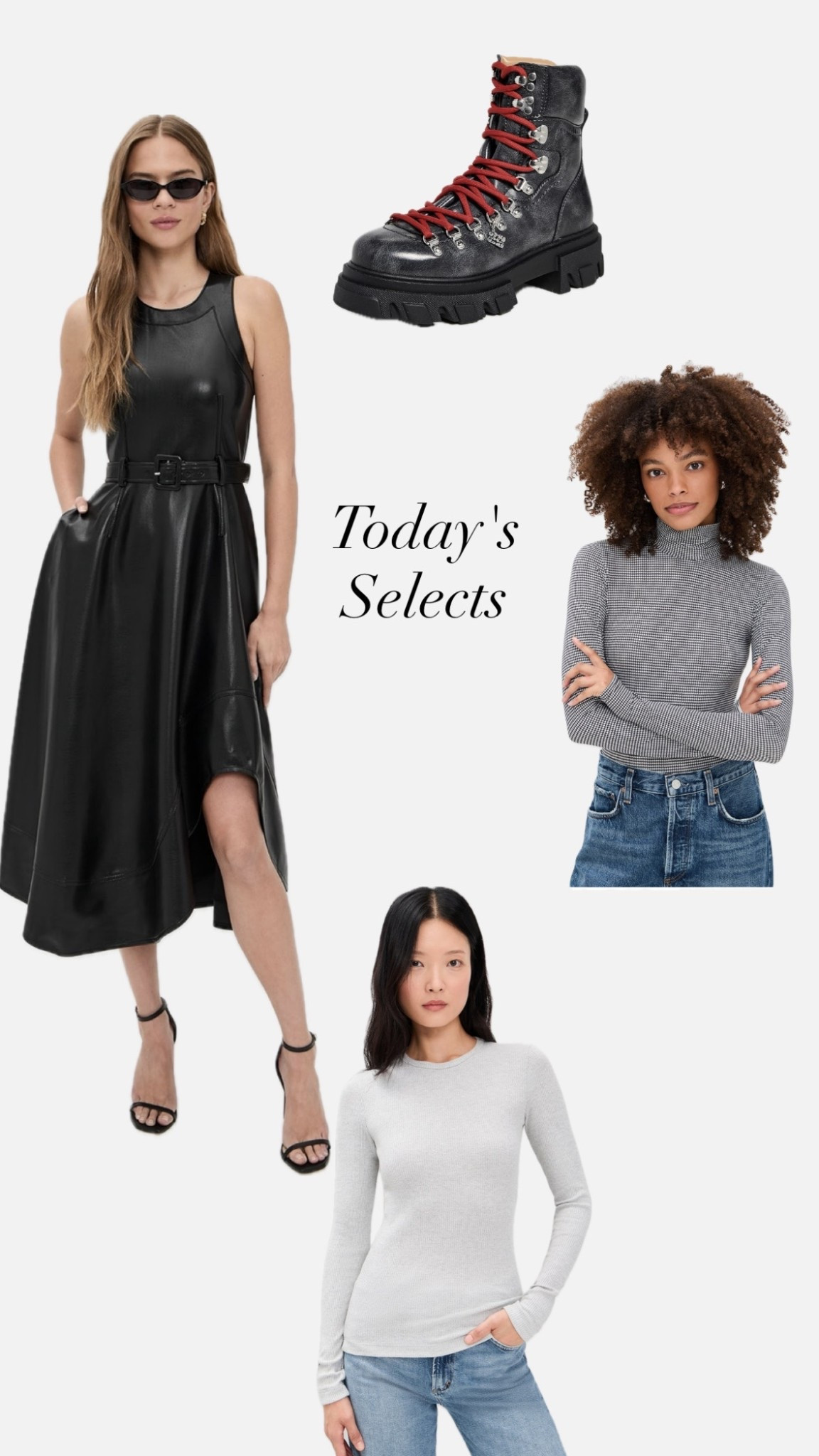 A dope belted leather dress <> an awesome turtleneck bodysuit from commando & a bootie fro — daily edit cover from Found by Em