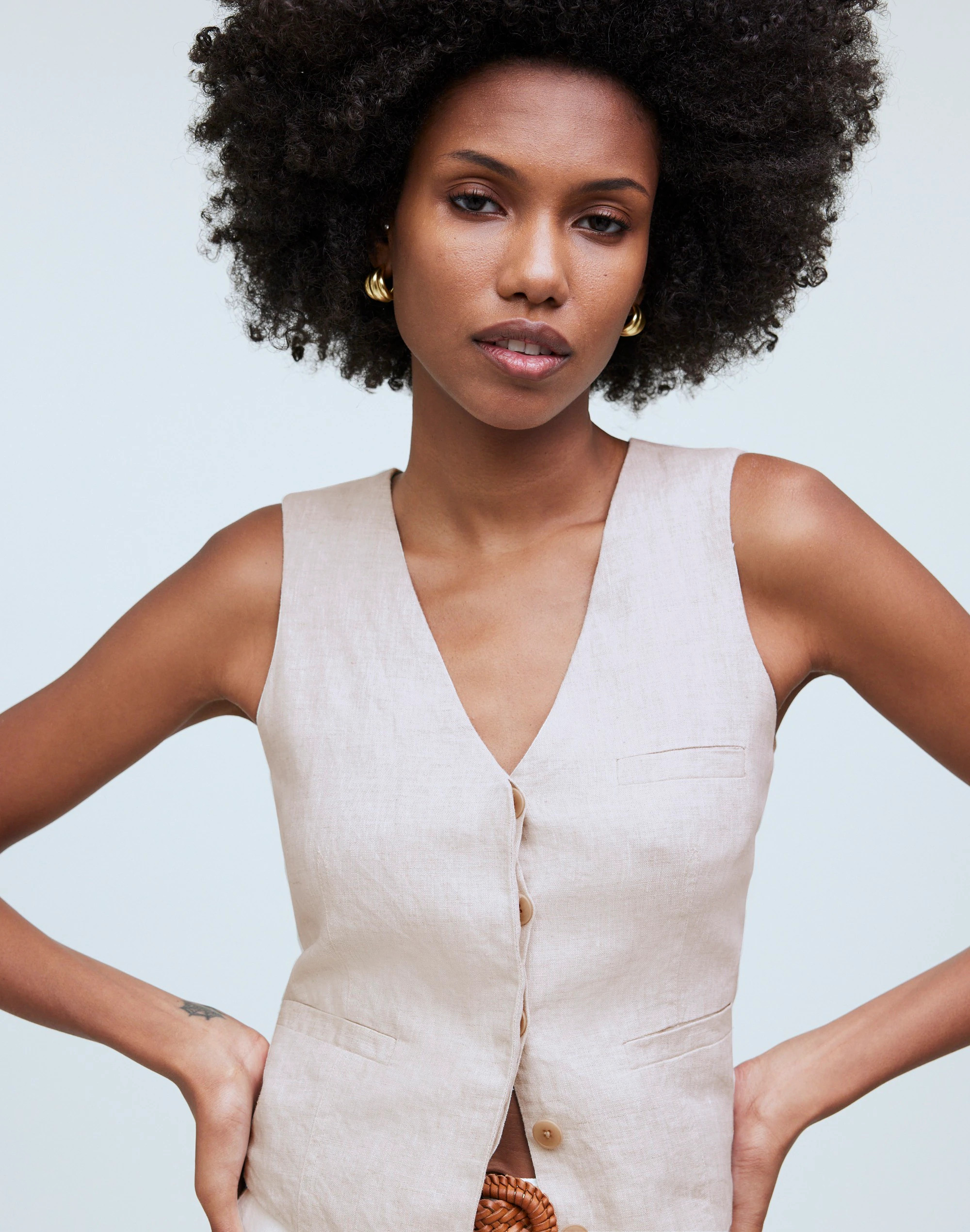 Single-Breasted Vest in 100% Linen | Madewell
