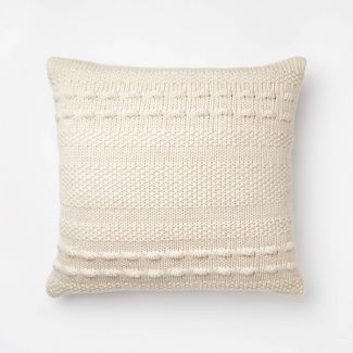 Oversized Bobble Knit Striped Square Throw Pillow Cream - Threshold™ designed with Studio McGee | Target