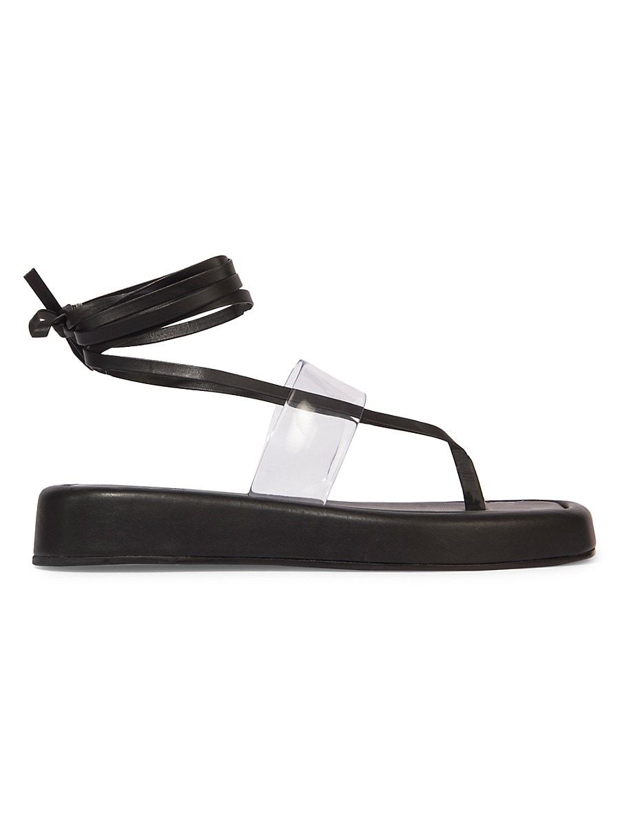 Black Suede Studio Women's Callie Leather Platform Sandals - Black - Size 40 (10) | Saks Fifth Avenue OFF 5TH