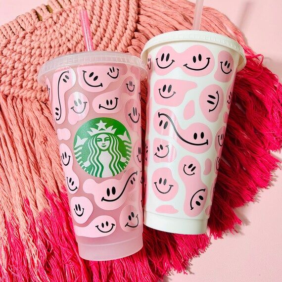 Smiley Faces Reusable Starbucks Cup  Happy Face Custom Cup  | Etsy | Etsy (US)