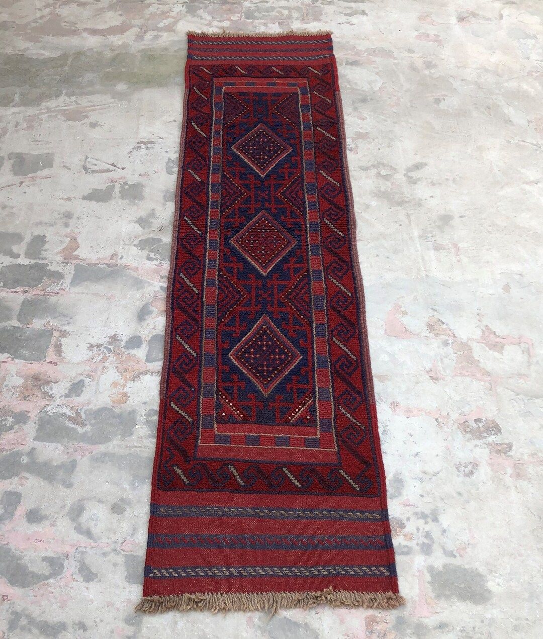 1.10x7.8 ft Vintage Runner Rug,Ethnic Mushwani Geometric Rug, Afghan Handmade Wool Runner Rug, Wi... | Etsy (US)