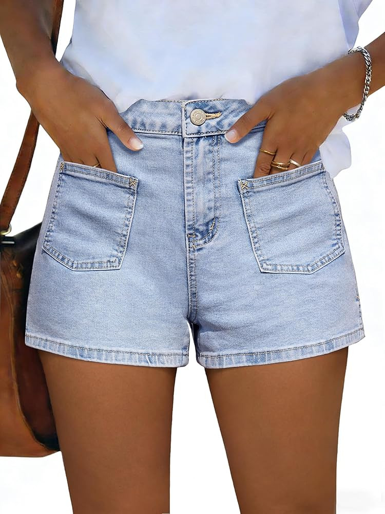 IWD Jean Shorts for Women Stretchy High Waist Denim Shorts Y2K Casual Summer Jean Jorts with Pock... | Amazon (US)