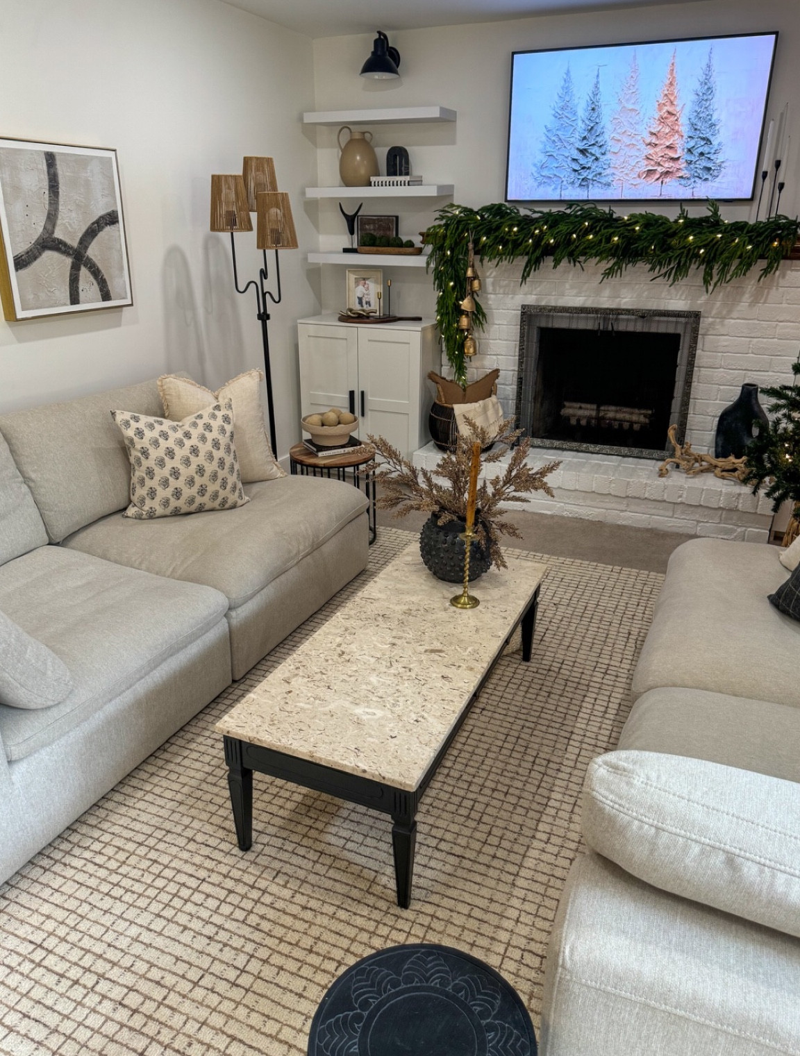 Neutral cozy living room with a few holiday touches! 

#livingroom #cozyhome #holidaydecor #neutralhome #homedecor #christmasdecor #budgetfriendly

#LTKHoliday #LTKHome