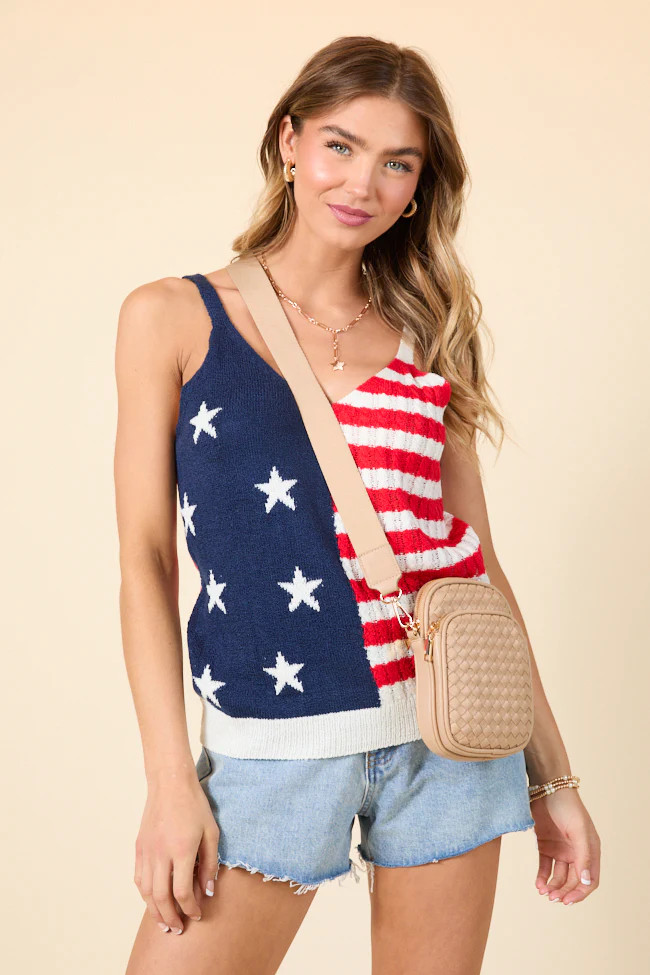We The People American Flag Sweater Tank FINAL SALE | Pink Lily