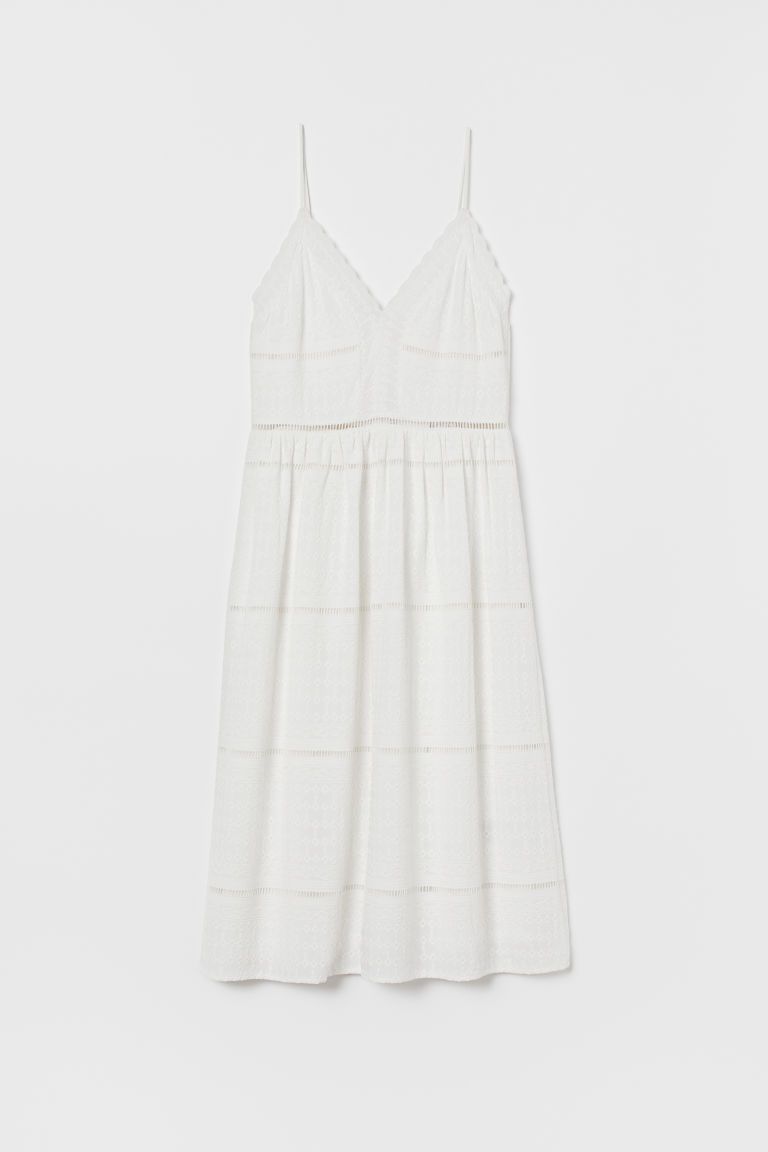 H & M - Dress with Embroidery - White | H&M (US)