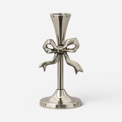 Valentine's Day Bow Taper Candle Holder Silver - Threshold™ | Target