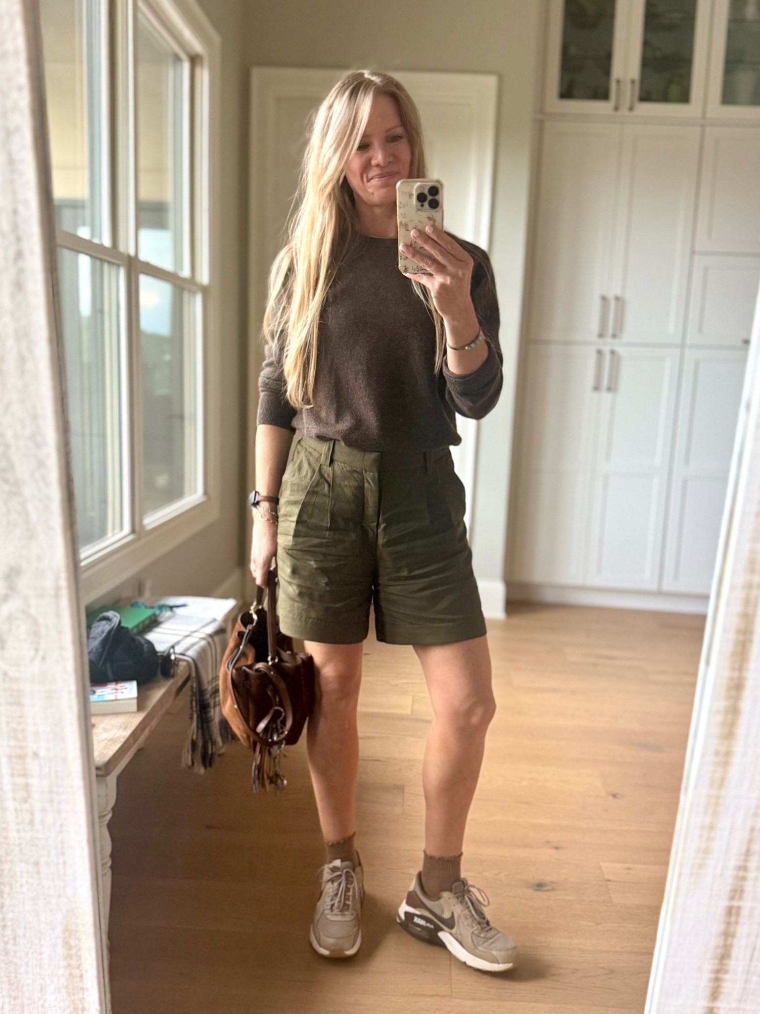 #ootd outfit of the day

Size reference 5’ 9” 140 lbs

Cashmere sweater - medium for oversized fit

Linen shorts - 6 (normally a 27/28 and could have gone with a 4 but like the slouchy fit) AND I hand sewed a hem on the shorts so they a little shorter than they come.

Nike air max - sized up 1/2 size




What I wore. Cute mom outfits. Transitional outfits. Fall outfits for hot weather. Walmart finds. Quince. Classic style. Comfortable cute shorts oitfits. Non denim shorts outfits.

#LTKTall #LTKOver40 #LTKSaleAlert