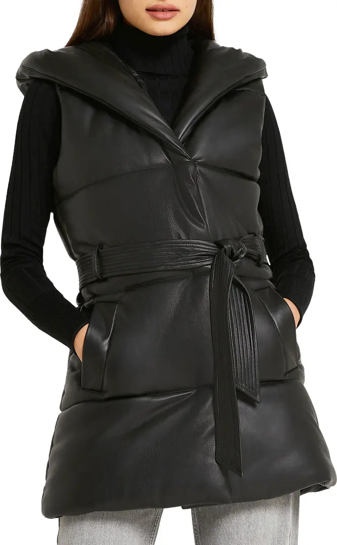 River Island Quilted Faux Leather Puffer Vest | Nordstrom | Nordstrom