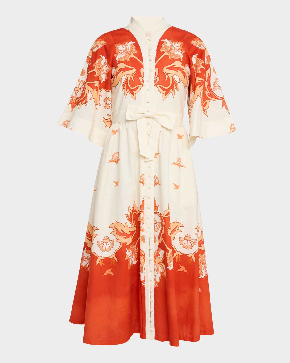 Carmen Floral-Print Cotton Midi Dress | Neiman Marcus