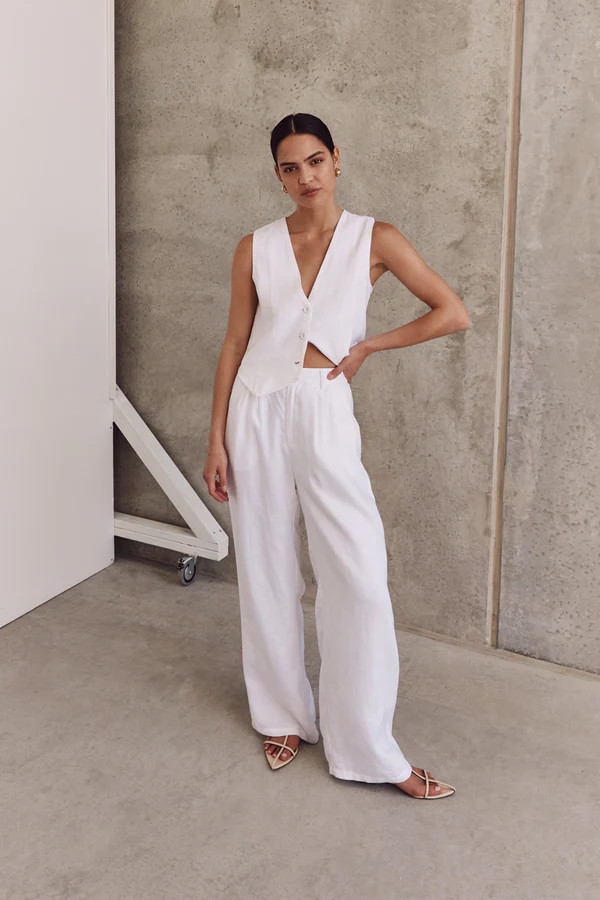 NORAH WHITE LINEN PANT | DISSH