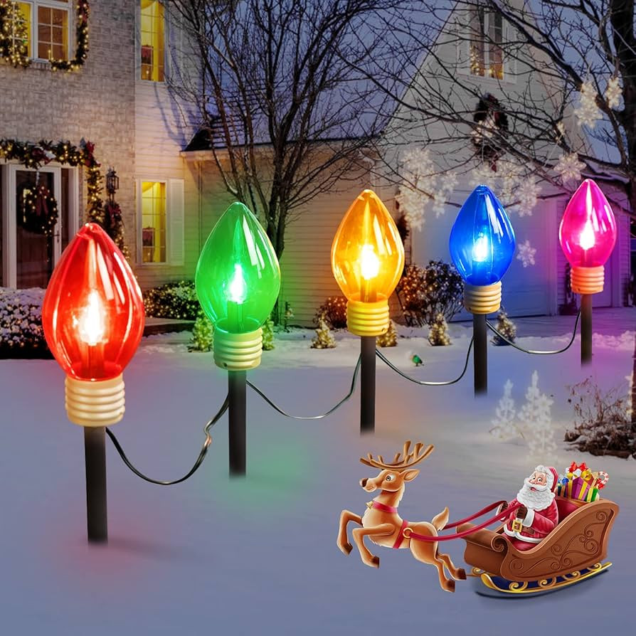 Jumbo C9 Christmas Pathway Lights Outdoor - 8.5 Feet 5 LED C9 Walkway Light, C7 Light Covered Jum... | Amazon (US)