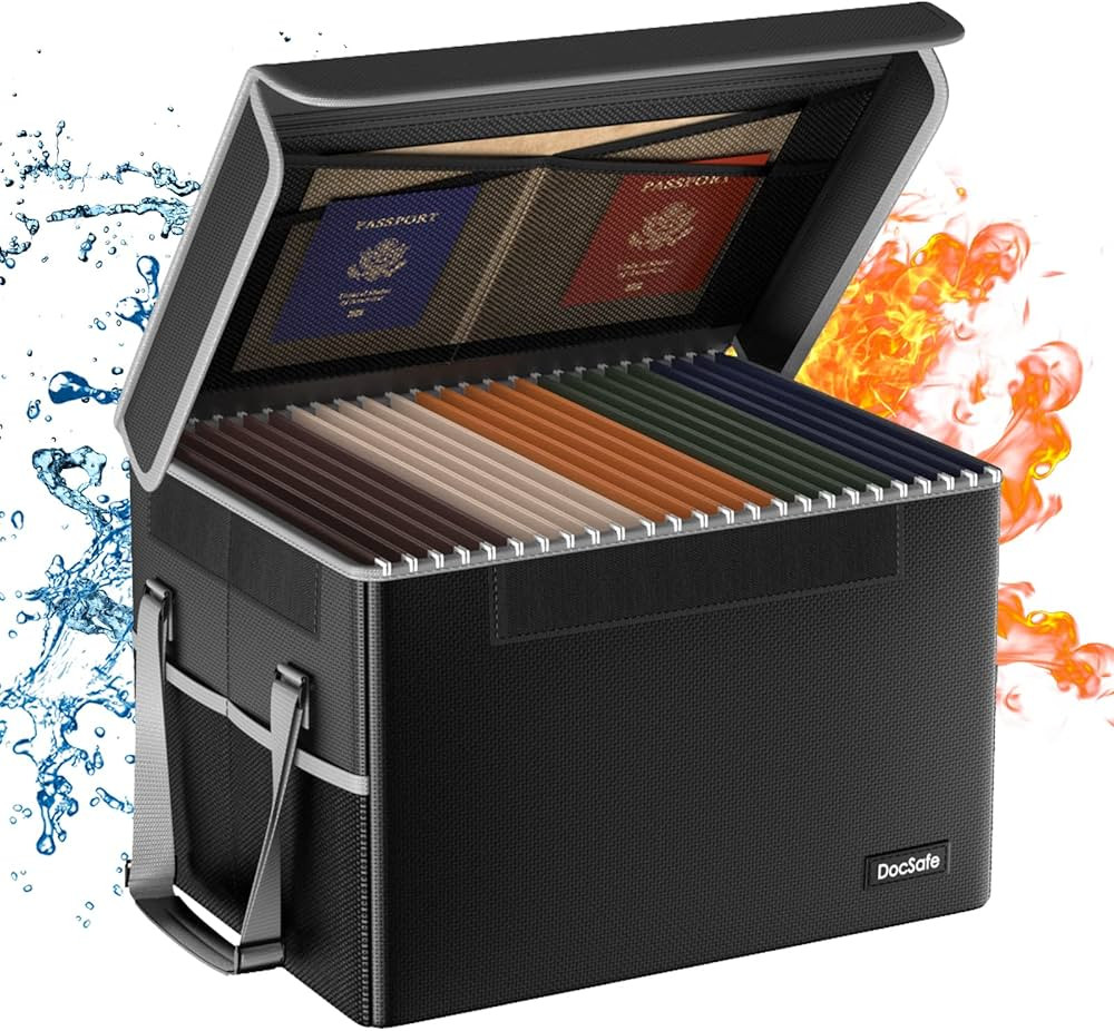 DocSafe File Box Fireproof File Storage Organizer Box with Lid,Collapsible Document Storage Filin... | Amazon (US)