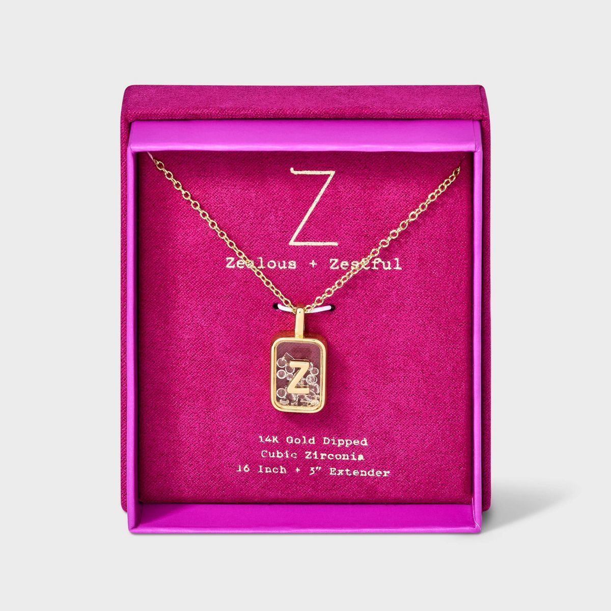 14k Gold Dipped Cubic Zirconia Pierced Initial Shaker Necklace - A New Day™ Gold | Target