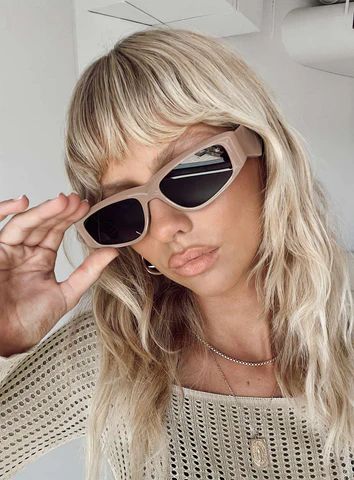 Look Into My Eyes Sunglasses Beige | Princess Polly US