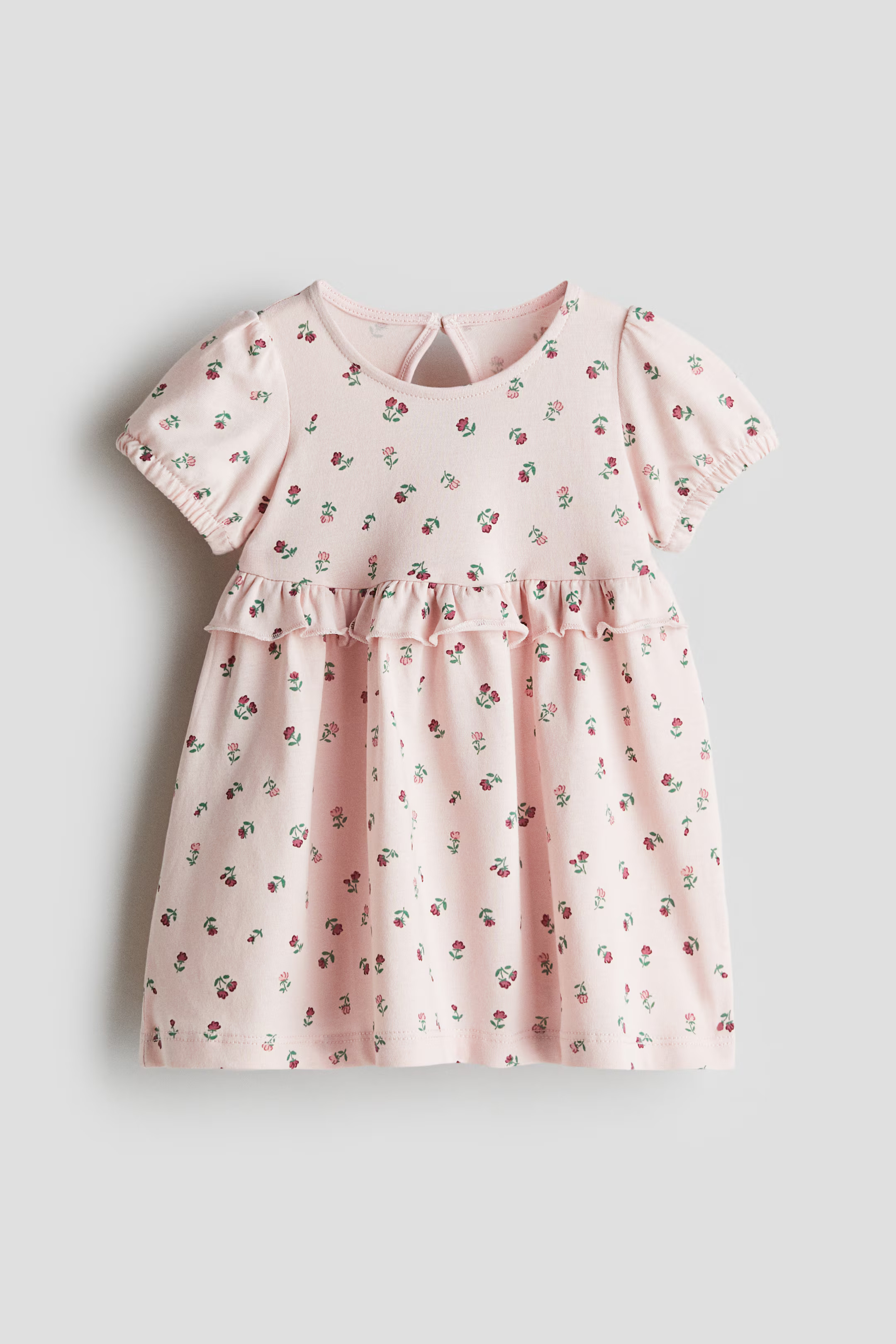 Ruffle-Trimmed Cotton Dress - Pink/floral - Kids | H&M US | H&M (US + CA)