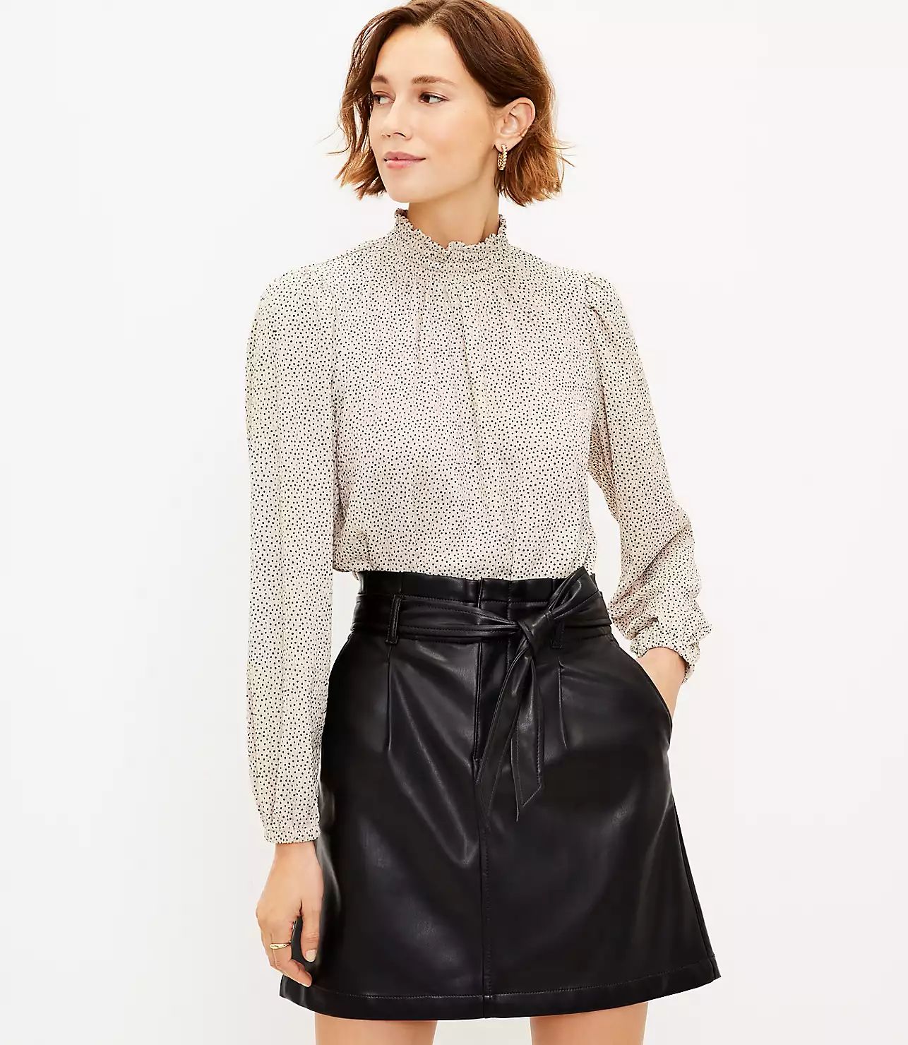 Faux Leather Tie Waist Pocket Skirt | LOFT