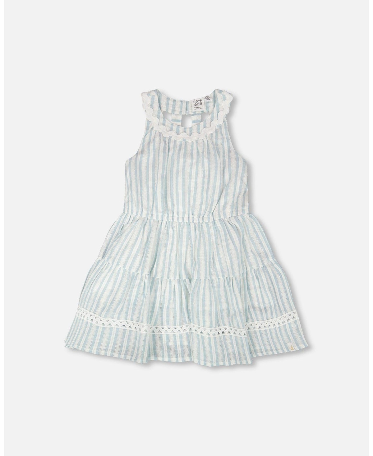 Deux par Deux Toddler Girls Multi-Tiered Dress - White and blue stripes | Macy's